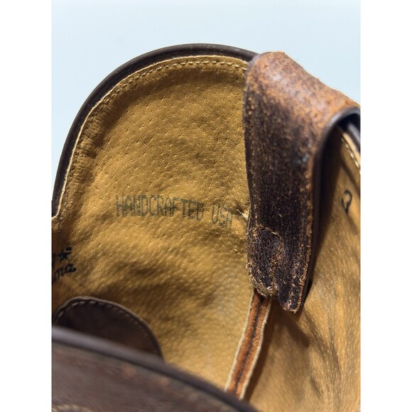 Tony Lama San Saba Boots Womens 7.5 B Brown Floral Square Toe Handcrafted - Picture 8 of 11